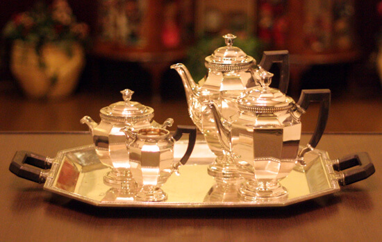 Christofle クリストフル 家庭用5点ティーセット Ch 70 アンティーク 中古 フランス製 シルバー